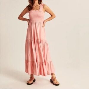 Abercrombie & Fitch Tiered Ruched Babydoll Maxi Dress Women XXL